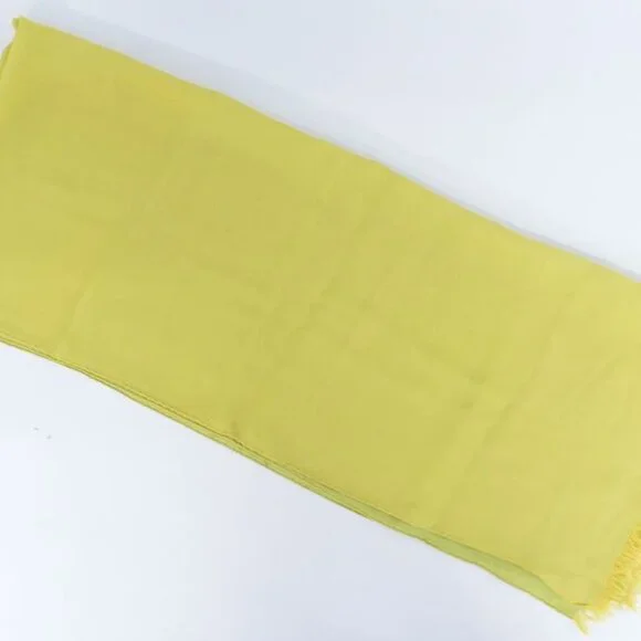 Hermes Chiffon Fringe Shawl Scarf Silk Light Green Yellow Clothing